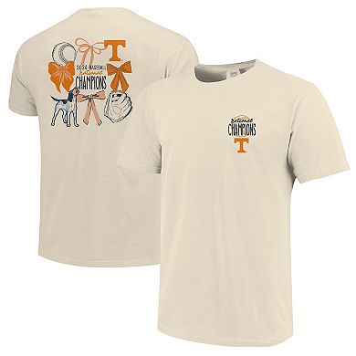 Women's Natural Tennessee Volunteers 2024 NCAA Men's Baseball College World Series Champions Comfort Colors Bow T-Shirt