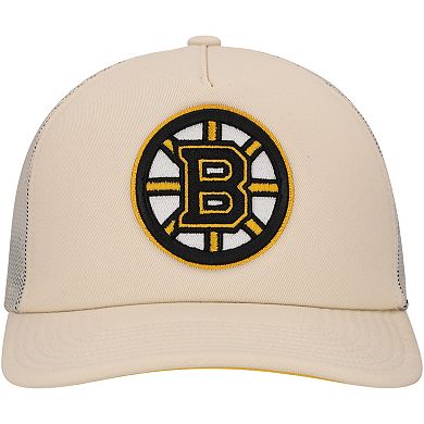 Men's Mitchell & Ness Cream Boston Bruins Foam Front Trucker Adjustable Hat