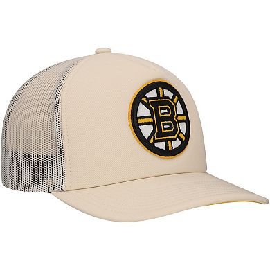 Men's Mitchell & Ness Cream Boston Bruins Foam Front Trucker Adjustable Hat