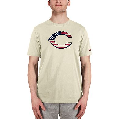 Men's New Era Cream Cincinnati Reds 4th of July Flag Fill T-Shirt