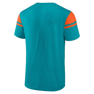 Men's Fanatics Aqua Miami Dolphins Old School Play Slub T-Shirt