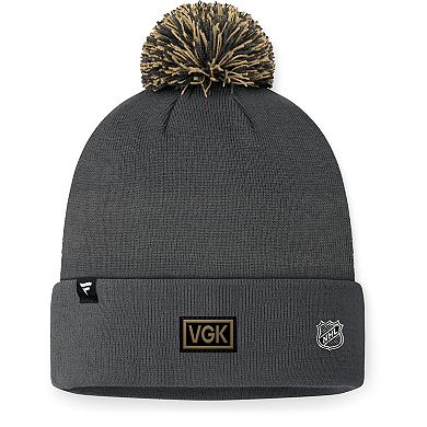 Men's Fanatics Charcoal Vegas Golden Knights 2024 NHL Draft Cuffed Knit Hat with Pom