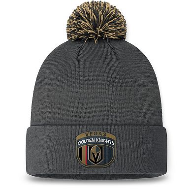 Men's Fanatics Charcoal Vegas Golden Knights 2024 NHL Draft Cuffed Knit Hat with Pom