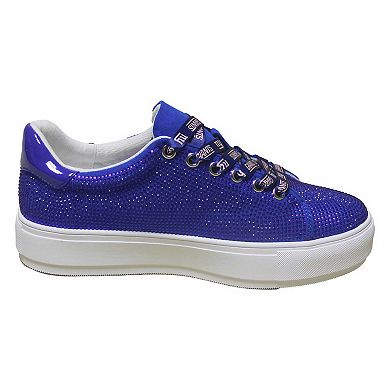 Women's Cuce Royal New York Giants Team Color Crystal Sneakers