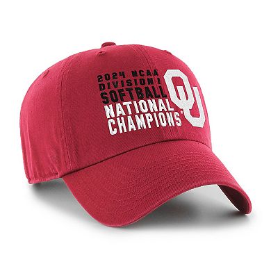 Unisex '47 Crimson Oklahoma Sooners 2024 NCAA Softball Women's College World Series Champions Clean Up Adjustable Hat