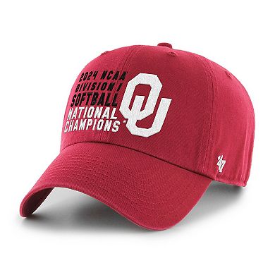 Unisex '47 Crimson Oklahoma Sooners 2024 NCAA Softball Women's College World Series Champions Clean Up Adjustable Hat