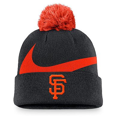 Men's Nike Black San Francisco Giants Swoosh Peak Cuffed Knit Hat with Pom