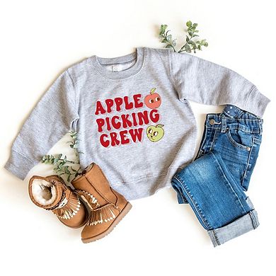 Cartoon Apple Picking Crew Toddler Graphic Sweatshirt
