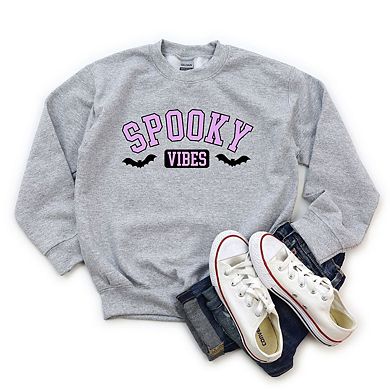 Spooky Vibes Bats Youth Graphic Sweatshirt