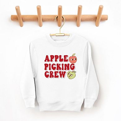 Cartoon Apple Picking Crew Youth Graphic Sweatshirt