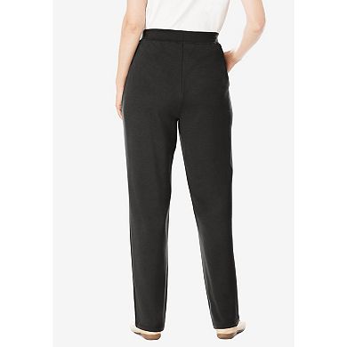 Woman Within Women's Plus Size Petite Straight Leg Ponte Knit Pant