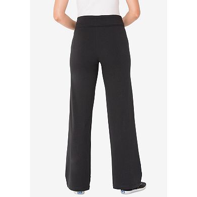 Woman Within Women's Plus Size Stretch Cotton Wide Leg Pant