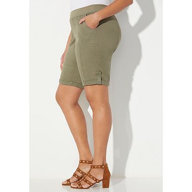 Catherines Women's Plus Size Stretch Knit Waist Cargo Short