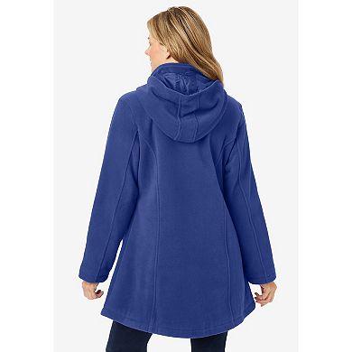 Woman Within Women's Plus Size Hooded A-line Fleece Coat