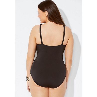 Swimsuits For All Women's Plus Size Twist Ruched One Piece Swimsuit