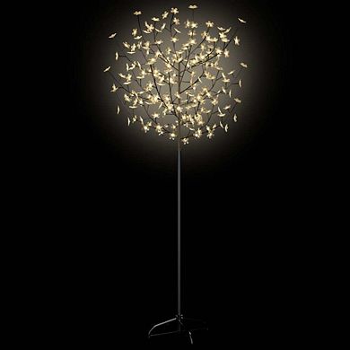 Cherry Blossom Christmas Tree With Led Lights, Stable Metal Base, Indoor And Outdoor Holiday Decor