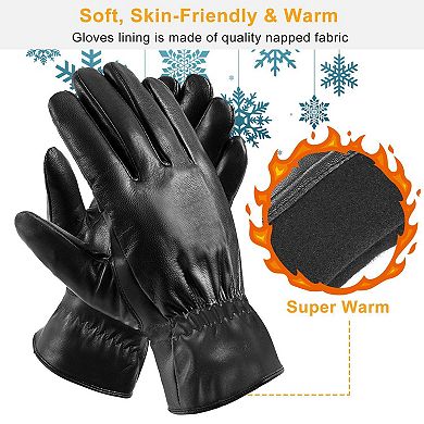 Unisex Leather Winter Warm Outdoor Windproof Soft Gloves Cycling Skiing Running Cold Winter Gloves