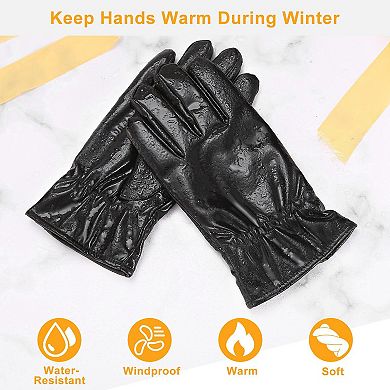 Unisex Leather Winter Warm Outdoor Windproof Soft Gloves Cycling Skiing Running Cold Winter Gloves