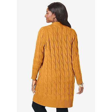 Jessica London Women's Plus Size Cable Duster Sweater