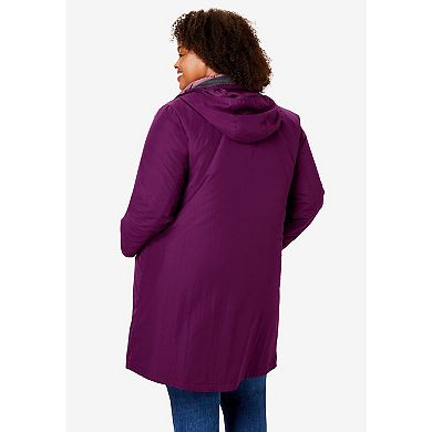 Woman Within Women's Plus Size 3-in-1 Hooded Taslon Jacket