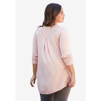 Ellos Women's Plus Size Pleat Back Sweater