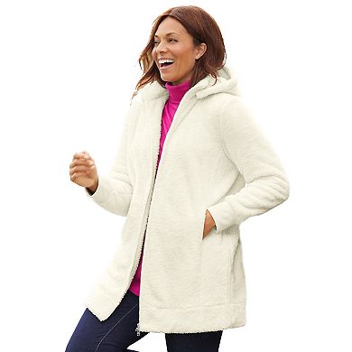 Woman Within Women's Plus Size Hooded Fleece Jacket