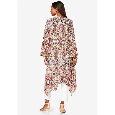 Roaman's Women's Plus Size Hanky-hem Kimono