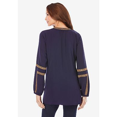 Roaman's Women's Plus Size Embroidered Boho Tunic