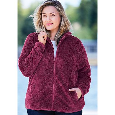 Woman Within Women's Plus Size Fluffy Fleece Jacket