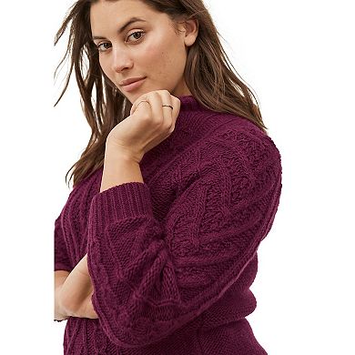 Ellos Women's Plus Size Pullover Cable Sweater Tunic