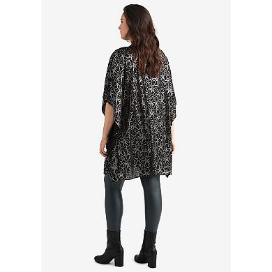 Ellos Women's Plus Size Star Print Poncho Tunic