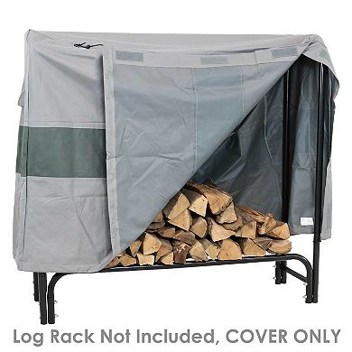 Sunnydaze 5 Ft Heavy-duty Polyester Firewood Log Rack Cover - Gray/green