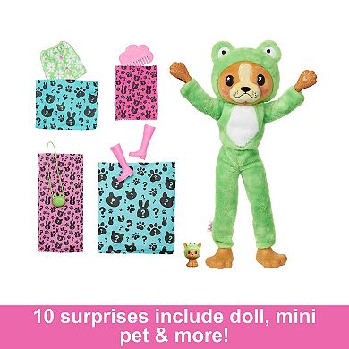 Barbie?? Cutie Reveal Costume Puppy as Frog Doll & Accessories with 10 Surprises