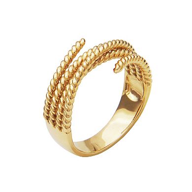 10k Gold Beaded Swirl Bypass Ring