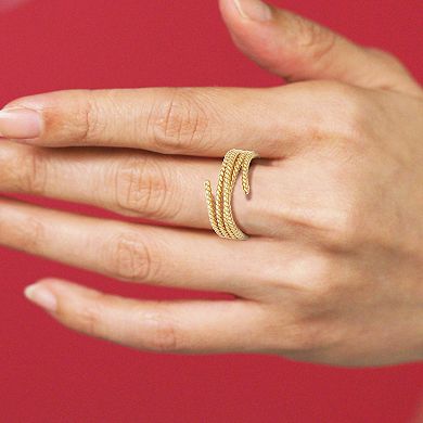 10k Gold Beaded Swirl Bypass Ring