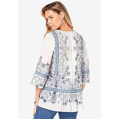 Roaman's Women's Plus Size Monique Printed Big Shirt