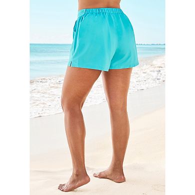 Swim 365 Women's Plus Size Cargo Swim Short With Built-in Brief