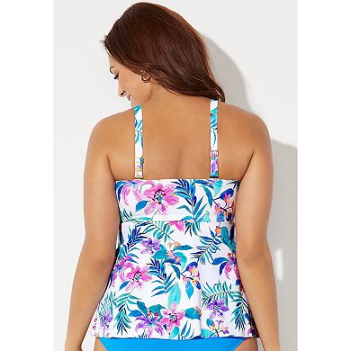 Swimsuits For All Women's Plus Size V-neck Twist Tankini Top