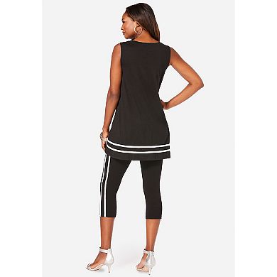 Roaman's Women's Plus Size Striped Ultimate Capri Set