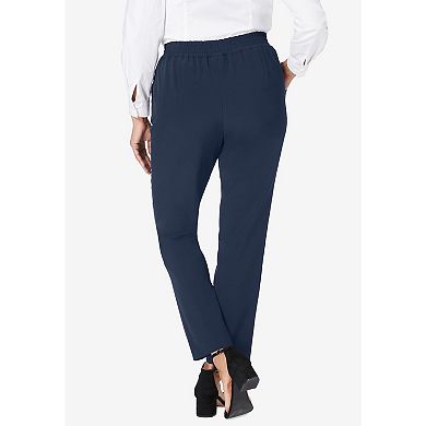 Jessica London Women's Plus Size Bi-stretch Slim Straight Pant