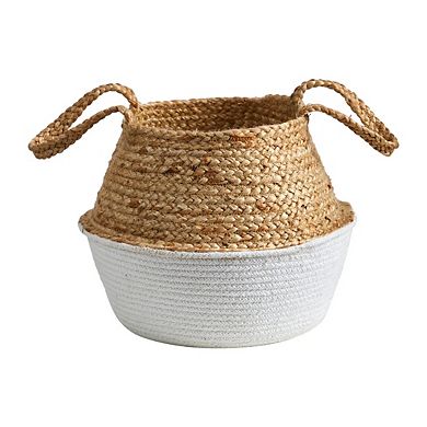 Boho Chic Handmade Cotton & Jute White Woven Basket