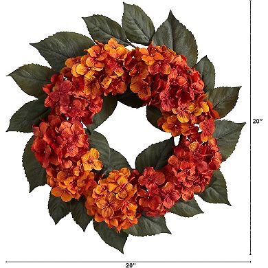 20" Autumn Hydrangea Artificial Wreath