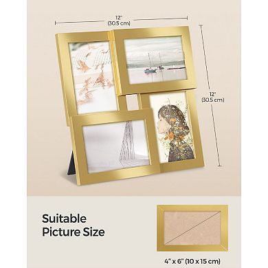 Family Photo Collage Frames 4x6 Set of 4 Wall Decor Display, Pale Gold