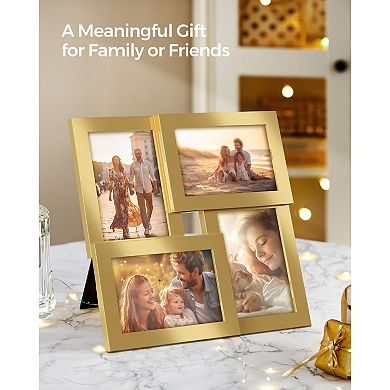 Family Photo Collage Frames 4x6 Set of 4 Wall Decor Display, Pale Gold