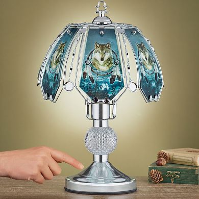 Collections Etc Wolf Dreamcatcher Silver-toned Touch Lamp