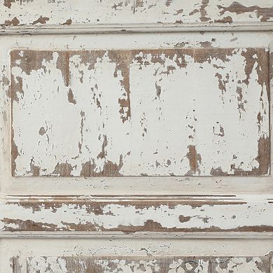 LuxenHome Distressed White Wood Farmhouse Door Leaning Floor and Wall Mirror