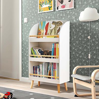 LuxenHome Children's Multi-functional 3-shelf Bookcase Toy Storage Bin