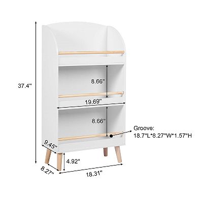 LuxenHome Children's Multi-functional 3-shelf Bookcase Toy Storage Bin