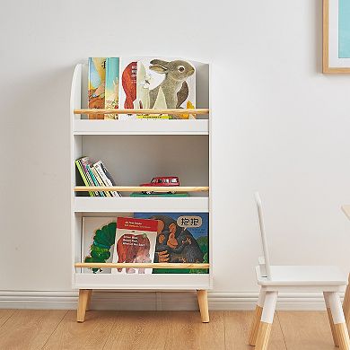 LuxenHome Children's Multi-functional 3-shelf Bookcase Toy Storage Bin