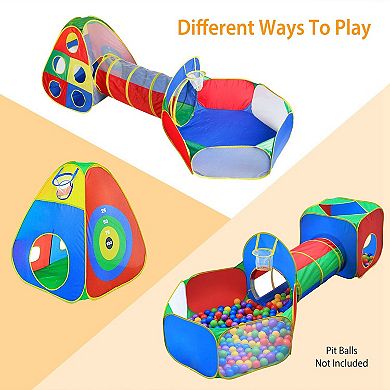 Kids, Ball Pit Tents Set With Pop-up Playhouse, 2 Crawl Tunnels And 2 Tents Set Of 5